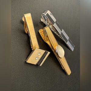 Vintage Tie Clip Lot Anson Gold Tone Tie Bars Mid Century Men’s Accessories